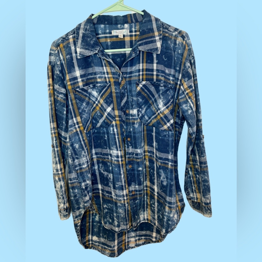Bleached Effect Blue Flannel